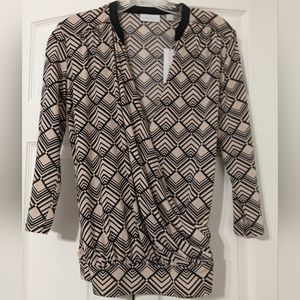 New York & Company Blouse, size extra small, beige and black